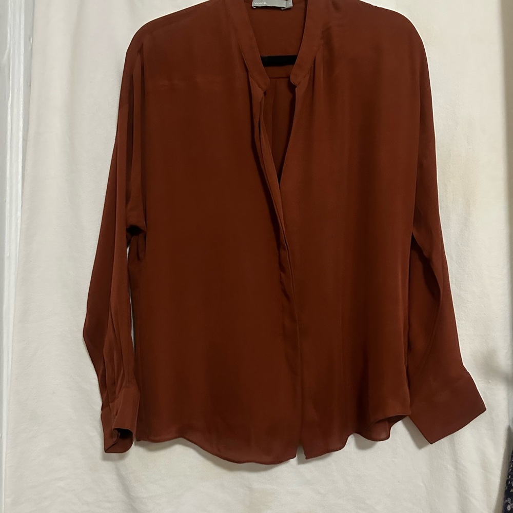 Vince Rust Long Sleeve Blouse